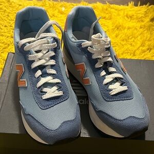 New Balance Sky Blue and Orange Sneakers ("515h Platform")
